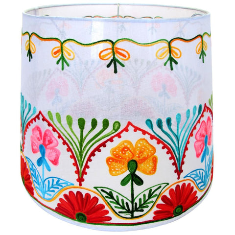 Embroidered Bohemian White Lampshade