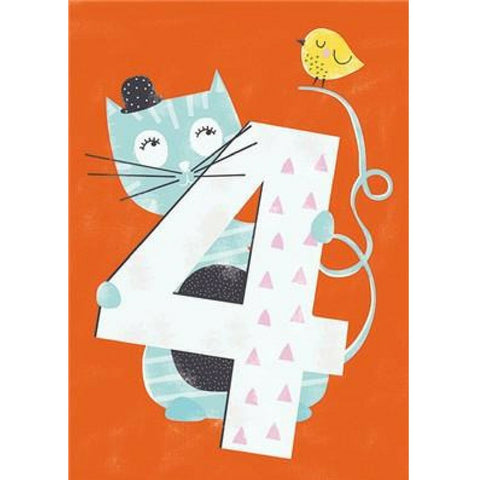 4th Birthday Cat Card