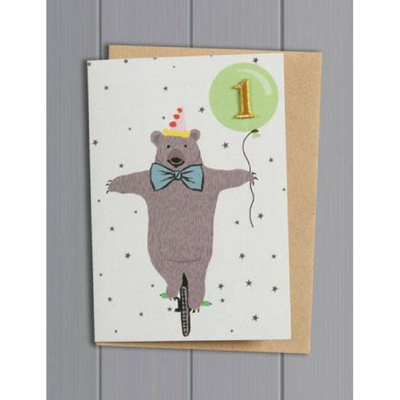 Bear on a Unicycle Age 1 Card