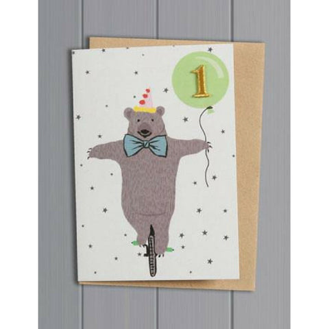 Bear on a Unicycle Age 1 Card