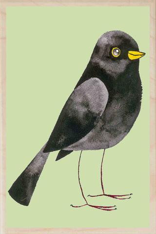 Blackbird Wooden Postcard