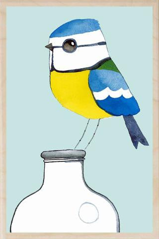 Blue Tit Wooden Postcard