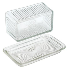 Embossed Glass Butter Dish
