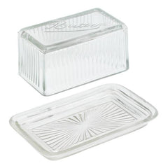 Embossed Glass Butter Dish