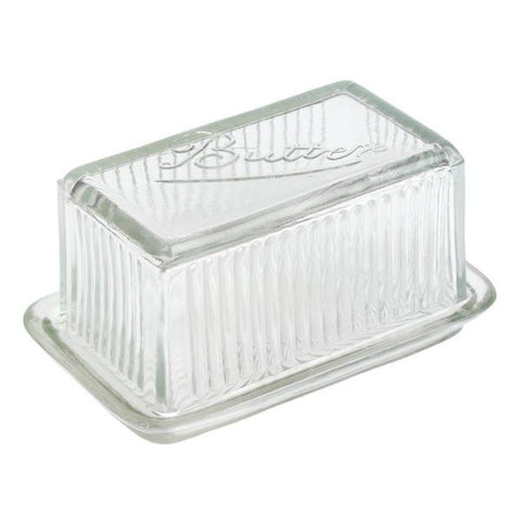 Embossed Glass Butter Dish
