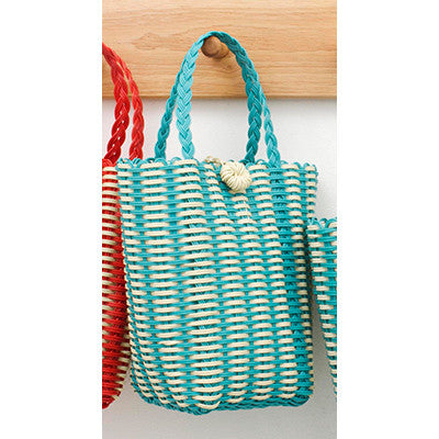 BLUE AND CREAM CLASP BAG