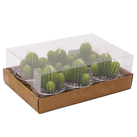 CACTUS TEA LIGHT CANDLES SET OF 6 - SPIKY