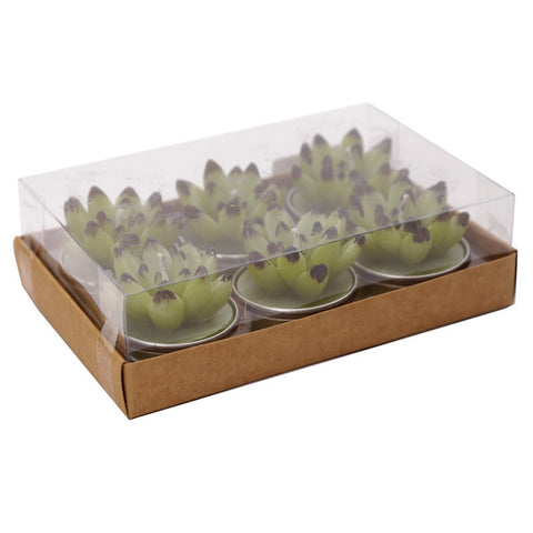 CACTUS TEA LIGHT CANDLES SET OF 6 - OPEN LEAF