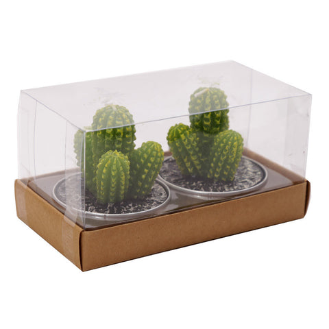 CACTUS TEA LIGHT CANDLE SET OF 2 - SPIKY