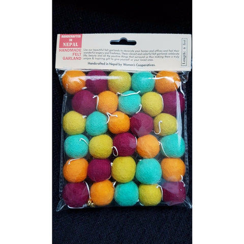 Brightly Coloured Felt Pom Pom Garland