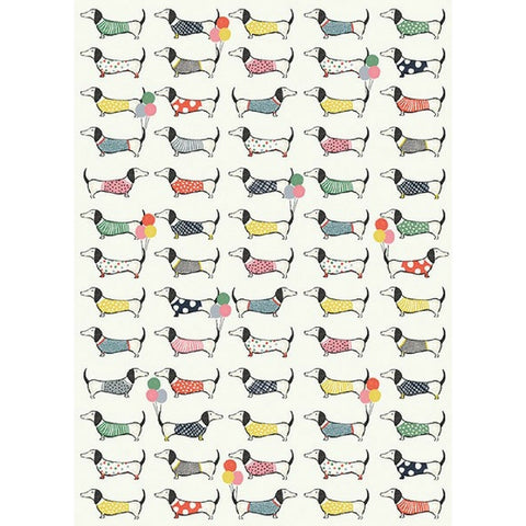 Dachsund and Balloon Wrapping Paper 3 Sheets