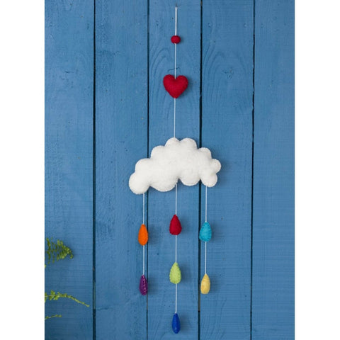 FELT RAINBOW CLOUD WITH HEART MOBILE