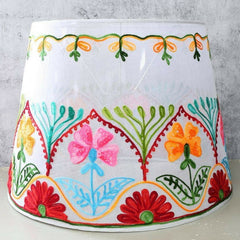 Embroidered Bohemian White Lampshade