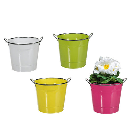COLOURFUL ROUND METAL FLOWER POT