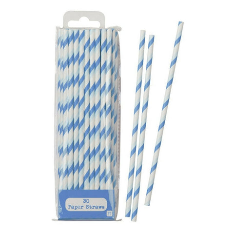 Blue and White Stripe Straws by Talking Tables