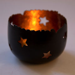 COPPER & BLACK STAR TEALIGHT HOLDER