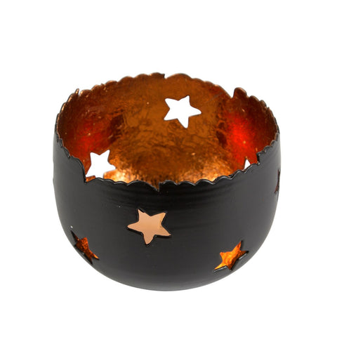 COPPER & BLACK STAR TEALIGHT HOLDER